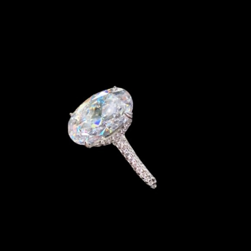 PLATINUM OVAL CUT 5 CARAT ENGAGEMENT RING - Picture 8 of 10